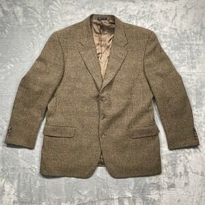 VTG Joseph Abboud Nordstrom Blazer Mens Brown Glen Plaid Wool Made in USA 46R